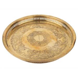 Hot Sale Excellent Gold Metal Decorative <b>Round</b> <b>Tray</b> Brass Shiny Embossed <b>Serving</b> <b>Tray</b> bar Ware <b>Serving</b> <b>Tray</b> in Customized - Product Image 5