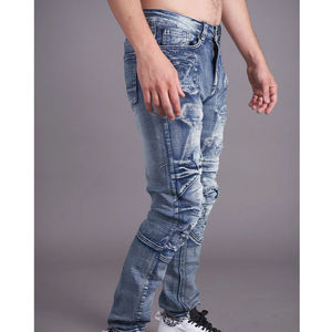 Tint Wash Rip & Repair Streetwear Casual Moda Pantalones de algodón para hombres Cremallera Bolsillos laterales Jeans con ropa de mezclilla - Product Image 4
