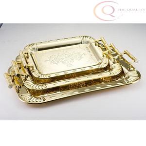 Plateau décoratif en acier inoxydable sur le thème du Ramadan pour servir et présenter |   Améliore la décoration de la maison, présentation élégante, personnalisable - Product Image 2