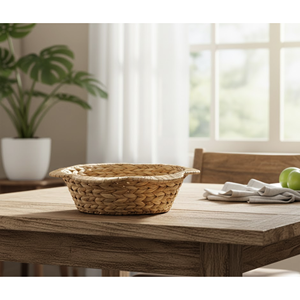 Handicraft Water Hyacinth <b>Storage</b> <b>Basket</b>, Scalloped Round Bowl Elegant Design For Bathroom Organizing Wholesale From Vietnam - Product Image 6