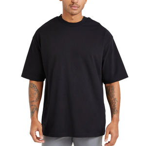 T-shirts pour hommes T-shirt oversize à épaules tombantes T-shirt poids lourd coupe carrée T-shirt streetwear vierge avec logo de sérigraphie personnalisé pour hommes - Product Image 1