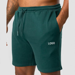 Custom <b>Men</b> Gym Workout Clothing Drawstring French Terry Plain 100% Cotton 5 Inch Running Gym <b>Sweat</b> <b>Shorts</b> With Zipper Pockets - Product Image 3