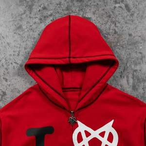 Sudadera con capucha personalizada OEM de alta calidad para hombre de invierno de punto sólido con cremallera polar con impresión de descarga - Product Image 2