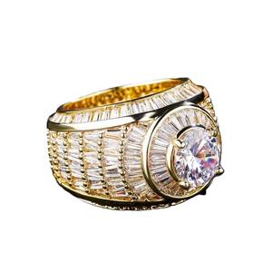 แหวนเพชรสำหรับผู้ชายประดับตกแต่งสไตล์ฮิปฮอปสีทอง14K ทันสมัยได้รับการรับรองในแล็บ - Product Image 6