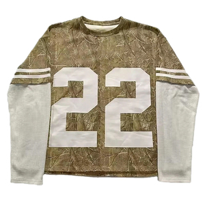 Wholesale Men's Oversized High Street T-<b>Shirts</b> 100% Cotton Screen Printed Double <b>Waffle</b> Sleeves Side Stripes Raw Hem Drop - Product Image 2