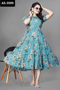 La mayoría de las mujeres hermosas Casual y Festival Wear Listo para usar Heavy Georgette Anarkali Vestidos con impresión digital Vestidos de fiesta - Product Image 2