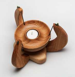 High-quality Wooden Candlestick Holder with Embossing Printing for <b>Tealight</b> and Pillar <b>Candles</b> Home Living Room Table Decor - Product Image 5