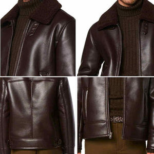 Veste en cuir pour homme, style motard, coupe slim, nouvelles tendances 2024 - Product Image 5