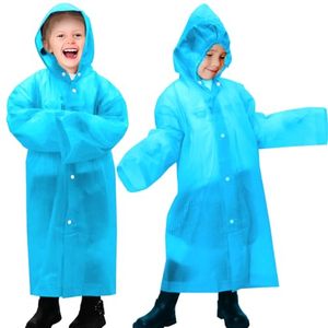 XIAOHONG EVA PEVA Imperméables pour enfants, 2 pièces, à capuche, à manches longues, pour la randonnée, le camping, les voyages - Product Image 1