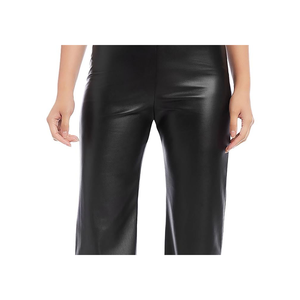 Pantaloni Neri in Ecopelle a Gamba Larga Karen Kane, Anti-Pilling, Traspiranti, con Elastico in Vita, Stile Cargo Casual, Elastici Colorati - Product Image 2