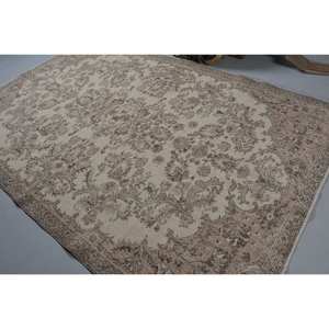 Tapis Turc Vintage Classique Beige 6.3X9.7 pieds Patchwork Design Laine Viscose Matériau Latex Support pour Salon Chambre - Product Image 4