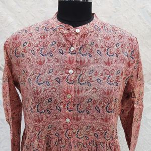 Robe chemise en tissu imprimé à la main de haute qualité, fermeture boutonnée et couture plissée, robes longues décontractées pour femmes, vêtements pour femmes - Product Image 1