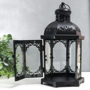 Centro de mesa de Metal negro hecho a mano Vintage de alta calidad, portavelas de plata, linternas de Navidad de cristal transparente, hogar festivo - Product Image 2