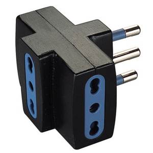 Adaptador de 3 Tomas 2P+T 10/16A Negro PP0452 1R (Estándar Italiano Bidireccional) - Product Image 1
