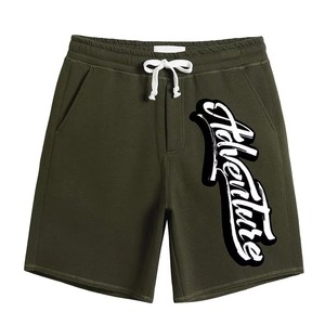 Pantalones cortos de malla personalizados para hombre Pantalones cortos de lana de algodón de verano para hombre con cintura elástica, ajuste informal y logotipo bordado - Product Image 1