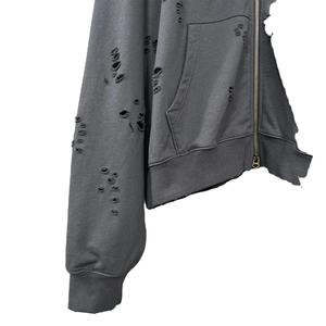 Sudaderas con cremallera personalizadas con hombros caídos para hombres desgastados 100% algodón polar en blanco liso fabricación de ropa de gran tamaño peso pesado - Product Image 6