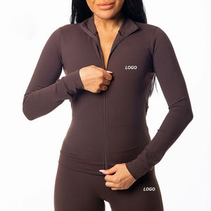 Chaquetas Deportivas de Manga Larga para Mujer, Tops Cortos Ajustados, Chaqueta para Yoga, Entrenamiento, Senderismo, Correr, Chaquetas de Yoga para Mujer - Product Image 1