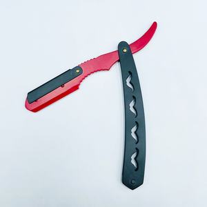 Maquinilla de afeitar recta profesional de peluquero al por mayor, herramienta de afeitar manual de acero inoxidable con logotipo personalizado, diseño sostenible negro rojo - Product Image 3