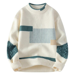 Respirant 100% coton mode Logo pull pour hommes haut à manches longues tricoté nouveau Design chandails - Product Image 5