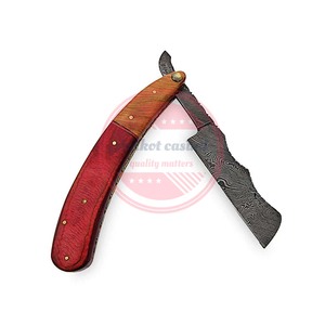 Maquinilla de afeitar recta plegable de acero Damasco de una sola hoja - Product Image 5