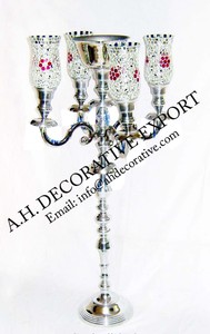 New Candelabra Gold Colored Coating Metal Floor Decoration Aluminum Casted Handmade <b>Candle</b> Votive Stand for European Weddings - Product Image 5