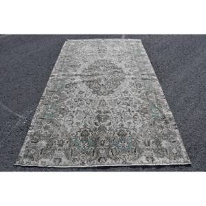 พรมตุรกีวินเทจคลาสสิกสีเทาสีฟ้าขนาด5.5x9.4ฟุตทำด้วยมือผ้ากำมะหยี่สี่เหลี่ยมปะต่อการออกแบบสำหรับวัยรุ่นห้องนั่งเล่น - Product Image 1