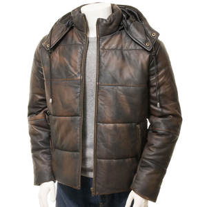 OEM ODM Service Men's Full Sleeve Hooded Collar Leather Jacket Product for Adults Winter Jacket - Product Image 1
