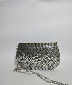 Nouvel arrivage de pochette indienne de qualité supérieure en laiton oxydé en métal argenté avec fronde métallique pour pochette de soirée de mariage - Product Image 3