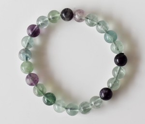 Natural Hand Polished Multi Fluorite 8mm Round <b>Healing</b> Crystal <b>Bracelet</b> For Meditation Jewelry - Product Image 5