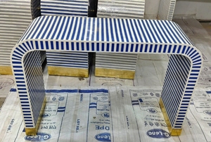 Mesa de consola con incrustaciones de hueso de cascada marroquí hecha a mano, diseño religioso exótico único para entrada, sala de estar, comedor, decoración - Product Image 4