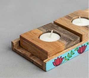 New Nordic Design Star Shape <b>Wood</b> <b>Candlestick</b> & Pillar Candle <b>Holder</b> Tea Light Candle <b>Holder</b> Handcrafted by STAR CRAFTS INDIA - Product Image 2