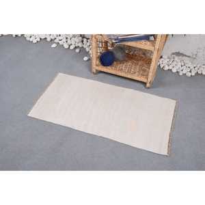 Turkish Rug, Small 1.7x3.3 ft Vintage Rug, Beige <b>Brown</b> Moroccan <b>Wool</b> Rug - Product Image 3