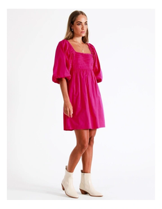 <b>Boho</b> Beach Holiday <b>Dress</b> Pink Cotton Jersey <b>Plus</b> <b>Size</b> Square Neck Puff Sleeves Bow Detail Knee-Length A-Line Sexy Style XS - Product Image 5