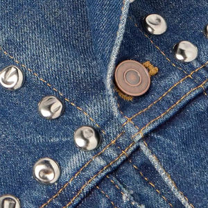 Chaqueta de Lona de Alta Calidad para Hombre, con Cuello Alto, Adornada con Pedrería, Servicio OEM, Logotipo Personalizado, Mezclilla de Algodón - Product Image 6