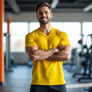 T-shirt à col en V de haute qualité pour hommes 100% Polyester Workout Muscle Fit TShirt T-shirt à manches courtes pour hommes Bodybuilding Mens - Product Image 2