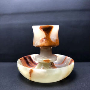 Multi Color Onyx Decorative Chalice and <b>Pedestal</b> Holder Elegant Handcrafted Stone Table Decor for Home and <b>Office</b> Gift Ideas Art - Product Image 1