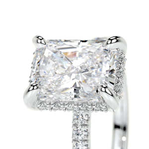 Anillo de Compromiso Earis Radiant Pave con Diamante Cultivado en Laboratorio, Certificado IGI, Oro, 0.5 CT, Piedras Laterales, Halo Oculto - Product Image 5