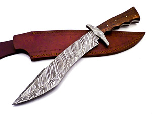 Cuchillo fuerte de acero de Damasco de calidad superior para acampar al aire libre para cazadores, hermosos cuchillos Bowie con mango de hueso de madera - Product Image 2