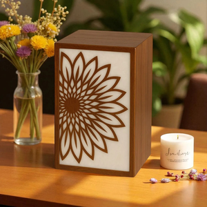 Urna de cremación de madera hecha a mano, Mandala de girasol, caja conmemorativa personalizada, recuerdo conmemorativo, urnas de cremación para cenizas humanas - Product Image 6