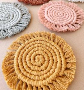 High Quality Boho Style Macrame Coasters Set Absorbent Drink <b>Mats</b> for <b>Wooden</b> <b>Table</b> for All Kinds of Mugs - Product Image 2