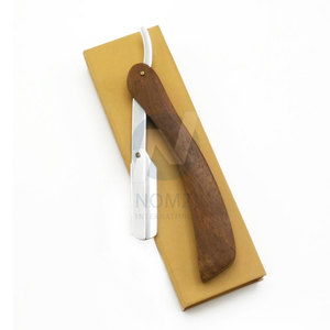 Maquinilla de afeitar profesional de barbero de borde recto para hombre al por mayor mango de madera de alta calidad última tecnología de acero inoxidable - Product Image 1