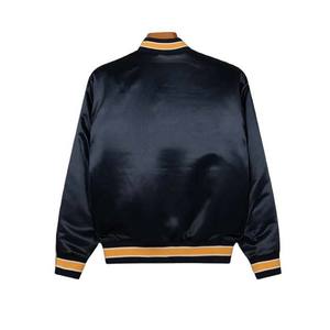 Vente en gros de vestes de baseball en satin avec design personnalisé logo personnalisé pour hommes blouson d'université brodé avec revêtement en vente - Product Image 4