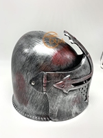 Casque de chevalier médiéval de taille adulte couvre-chef réglable de style antique et moderne avec éclaboussures de sang rouge
