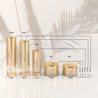 Ensemble de flacons cosmétiques en verre doré Mingsheng avec couvercle à vis, pot à crème, pompe à sérum, flacon à lotion, flacon à toner 30g 50g 50ml 100ml 120ml