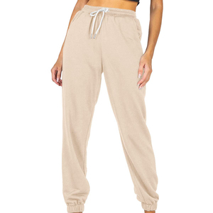 100% algodón señoras Fitness Casual pantalones de cintura alta recto suelto Ajuste Plano Logo mejor diseño ropa de calle Pantalones de mujer - Product Image 5