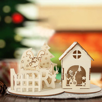 Vietnam scène décor ensemble arbre renne table cadeau boîte en bois ornements de noël avec maison bonhomme de neige