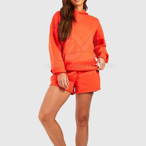 ชุดเสื้อฮู้ดผู้หญิงโอเวอร์ไซส์ระบายอากาศสีพื้นออกแบบได้ตามต้องการสำหรับใช้กลางแจ้งสไตล์ลำลองฤดูหนาว - Product Image 4
