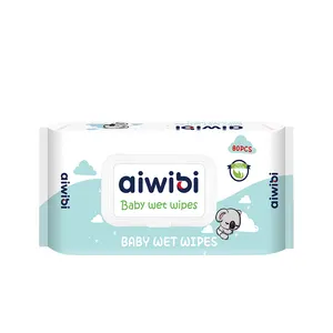 Aiwibi Australia grosir kain Spunlace pembersih tisu basah bayi sekali pakai untuk sensitif bayi 80 buah