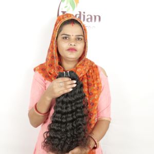 Faisceaux d'apparence naturelle vierge bouclée non traitée de couleur noire pour femmes tissage vietnamien à double trame à la machine cheveux humains à vendre - Product Image 1