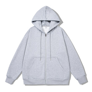 Sweat à capuche en polyester éponge de haute qualité pour hommes avec logo personnalisé ou OEM Nouvelle fermeture à glissière solide de grande taille Printemps Automne-Sweats à capuche teints en couleur unie - Product Image 4
